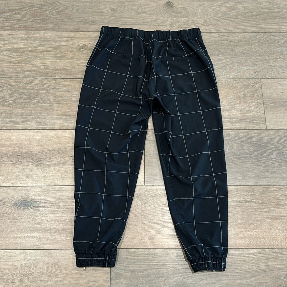 ALBION Black Windowpane Jetsetter Nylon Lightweight Jogger Pant Sz Small Petite - Picture 3 of 14